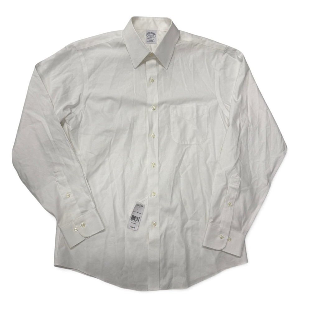 Brooks Brothers 1818 Regent Fit White Non-Iron Cotton Dress Shirt 15.5 34/35 New
